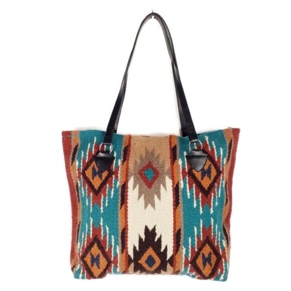 Artisan Multicolor Handwoven Wool Blend Modern Southwest Zapotec Print Purse - Picture 10 of 10